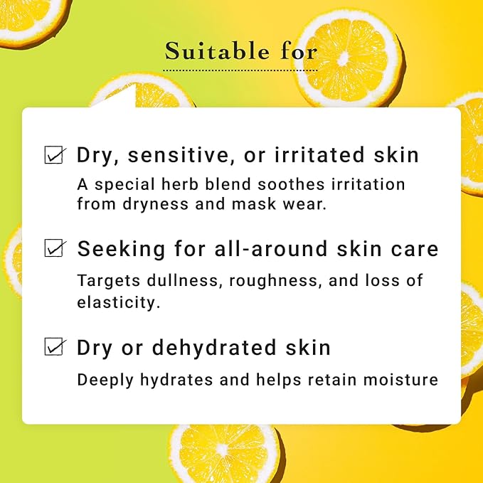 Lululun 7 Sheet Vitamin C Face Masks Skincare for Women & Men, Daily Face Mask Sheet for Pore Firming & Dull Skin, Facial Mask Sheet with 7 Herbs, Japanese Face Masks with 7+1 Vitamns Complex, HYDRA V