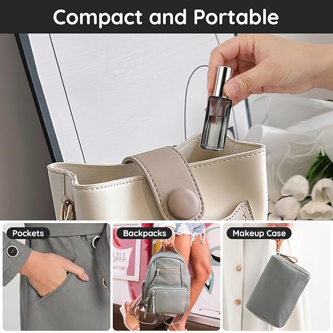 Segbeauty Travel Perfume Bottle Refillable, Empty Mini Portable Perfume Atomizer with Funnel, 5 Set of 10ML Glass Spray Bottle Fine Mist Leak-proof Sprayer Travel Sample Bottles for Cologne Fragrance