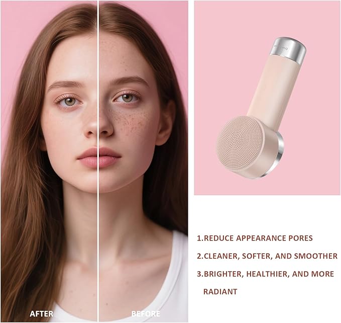 DAROMA Ultra-Soft Silicone Electric Face Scrubber - Rechargeable 2-in-1 Heating & Exfoliating Pore Cleaning Brush | Gentle Facial Cleansing Brush for Deep Cleaning | Facial Exfoliating Tools