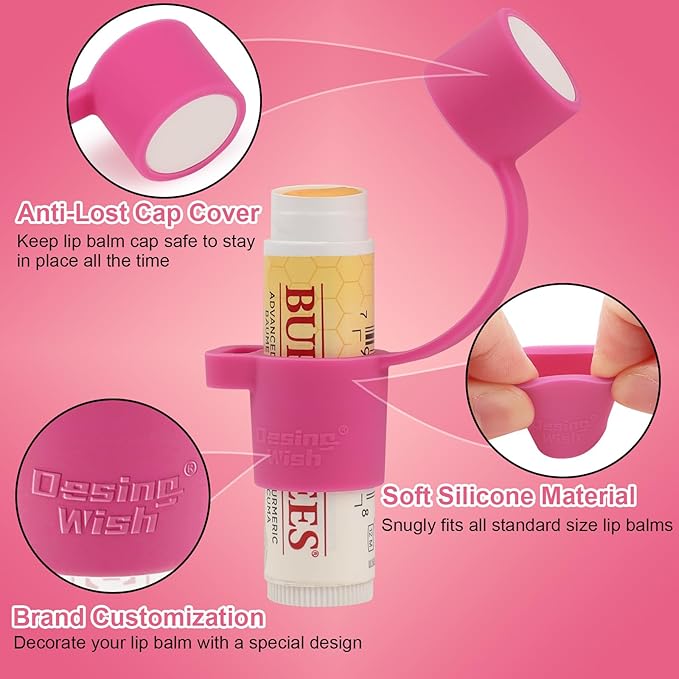 Desing Wish Silicone Lip Balm Holder with Cap Cover Portable Chapstick Holder Keychain Sleeve Lip Balm Key Chain with Key Ring and Wrist Strap Lanyard - Purple