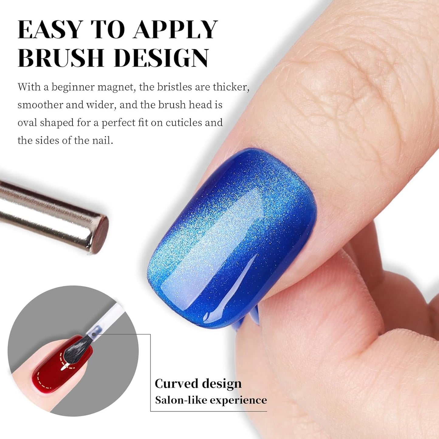 Blue Cat Eye Gel Nail Polish, LED UV Nail Lamp Needed Navy Blue Cateye Gel Polis Color for Summer Spring Winter, Perfect for DIY at Home & Ideal Gift for Nail Art Lovers!