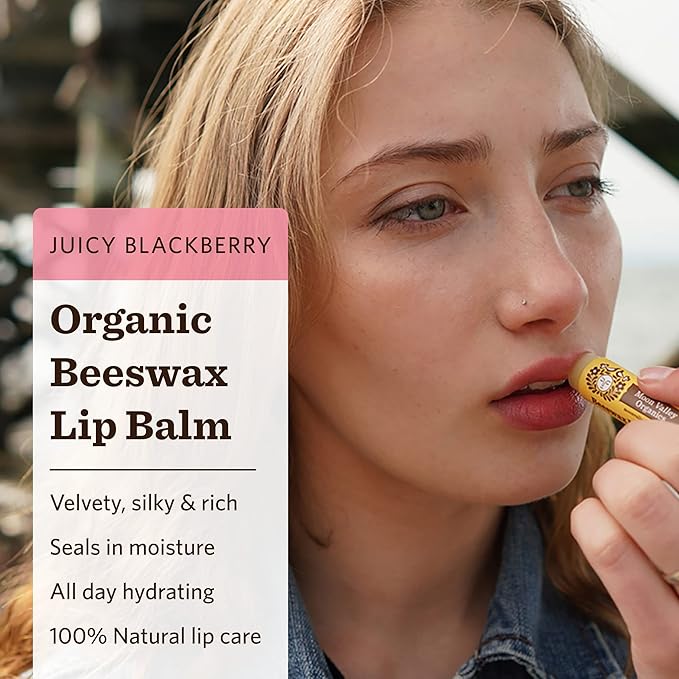Moon Valley Organics Beeswax Lip Balm for Moisturizing Lips and Cuticles (JUICY BLACKBERRY, 3-Pack)