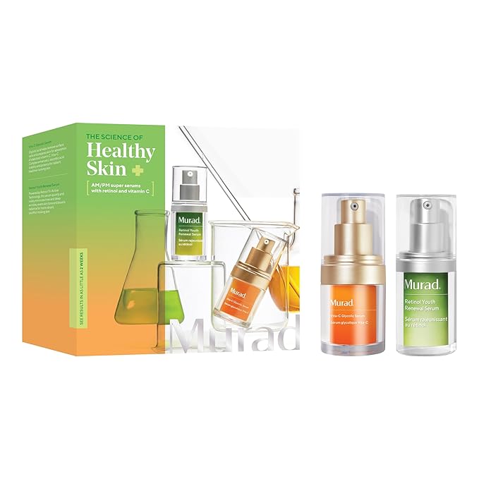 Murad AM/PM Super Serums - 2-Piece Trial Kit ($95 Value) - Retinol and Vitamin C Serum - Vita-C Glycolic Serum 0.5Fl Oz, Retinol Serum 0.5Fl Oz