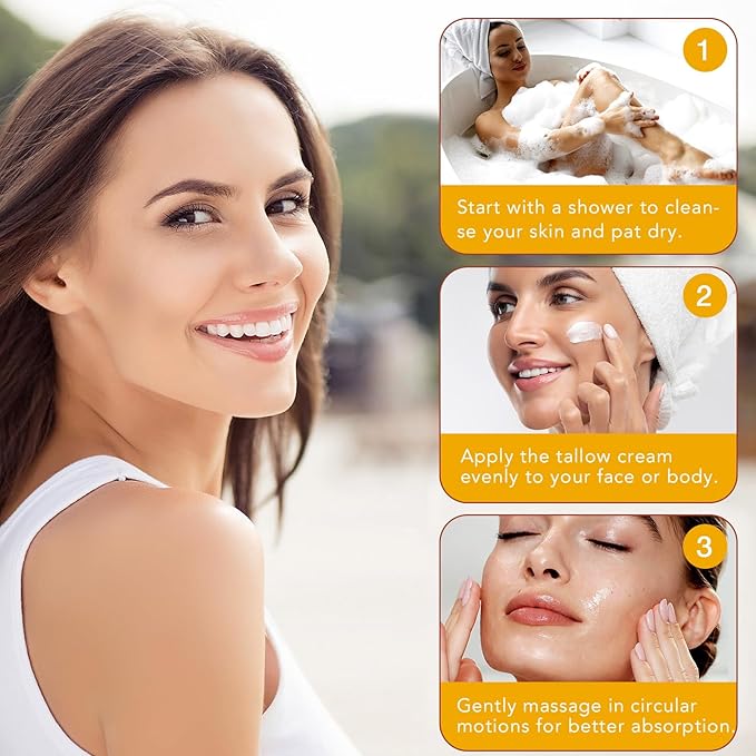 Beef Tallow for Skin, Beef Tallow for Face, Hydrating Tallow Balm with Raw Honey and Beeswax, Grass-Fed Beef Tallow & Raw Wild Honey Blend, Body & Face Moisturizer, Natural Formula, Light Scent