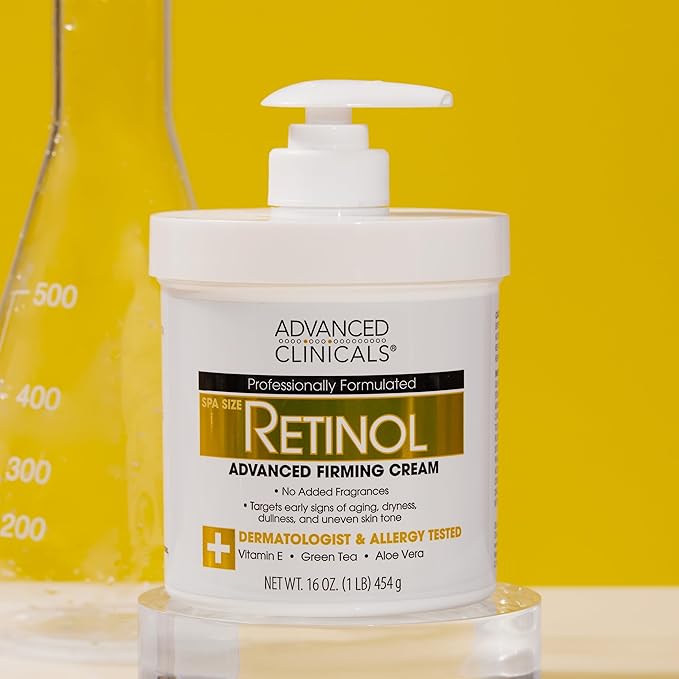 Advanced Clinicals Retinol Body Lotion Moisturizer Face Lotion & Body Cream | Crepey Skin Care Treatment Targets Look Of Crepe Skin, Wrinkles, Sagging Skin, & Sun Damaged Skin, 16 Oz