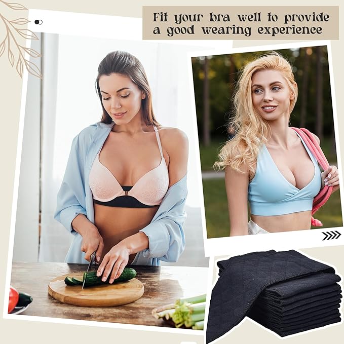 Toulite 10 Pcs Cotton Bra Liners 3 Layer Rectangle Under Bra Pads Sweat Liners for Women Sweating Supplies