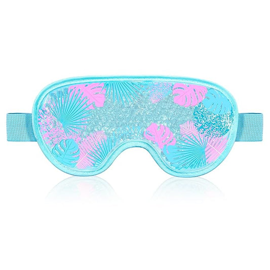 Cooling Eye Mask Gel Eye Mask, Reusable Hot Cold Therapy cold eye mask for Post Surgery, Puffiness, Dark Circles, Eye Bags, Dry Eyes, Migraines with Soft Plush Backing (Leaves)