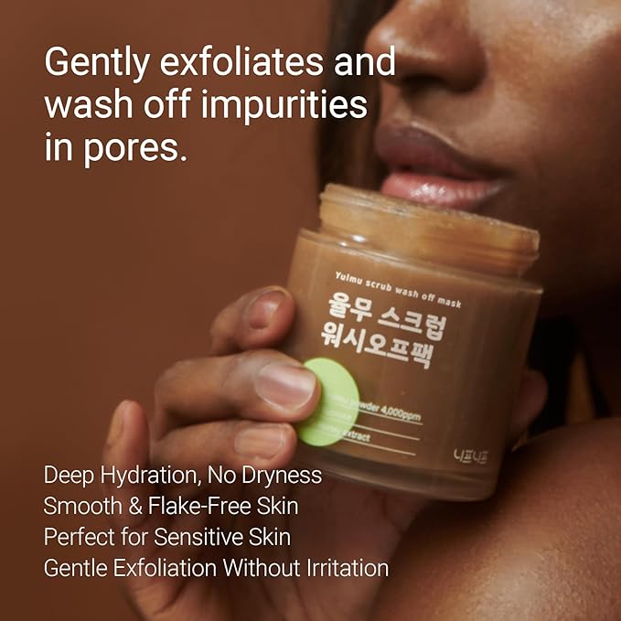 Yulmu Scrub Wash-Off Pack, Gently Exfoliates the Skin/Pore Cleansing and Hydrating with Sucroce & Honey Extract, Clear Complexion, Korean Skincare for All Skin Types (4.23 oz/120 g)
