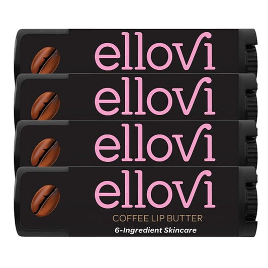 Natural Lip Butter Lip Balm - Coffee - Pure Enough to Eat - Made With Just 6 Vegan Ingredients - 100% Natural & Organic Moisturizing Lip Care for All Day Hydration (4-Pack)