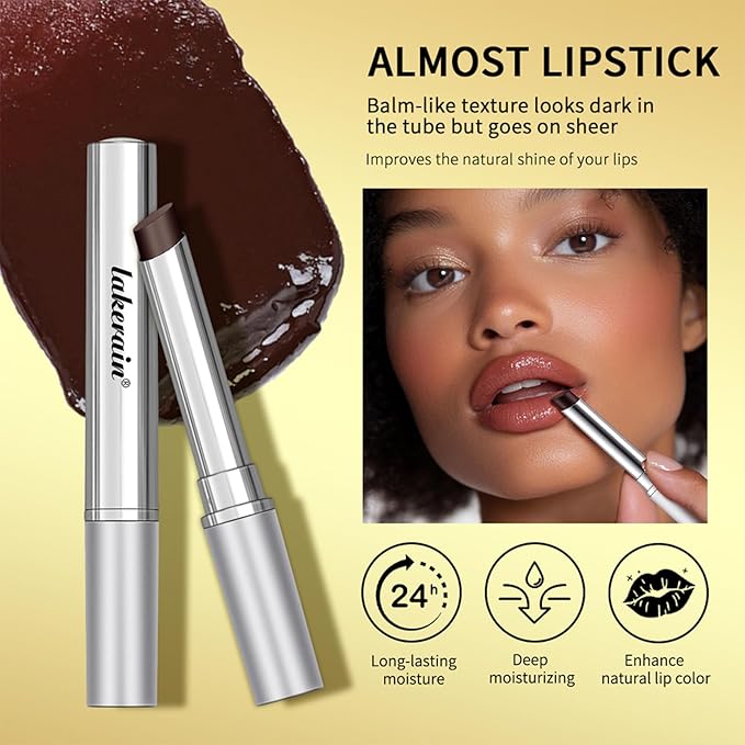 2Pcs Honey Lipstick Tinted Lip Balm,Lipstick for All Skin, Hydrating and Nourishing Tinted Lip Balm for Women(Black)