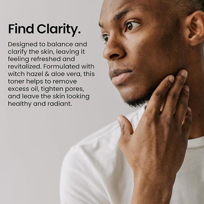 Man Skin Face Toner | Natural Daily Toner Enhances Men Facial Complexion | Pore Cleansing Facial Astringent with Witch Hazel & Aloe Vera for All Skin Types | 8 Oz