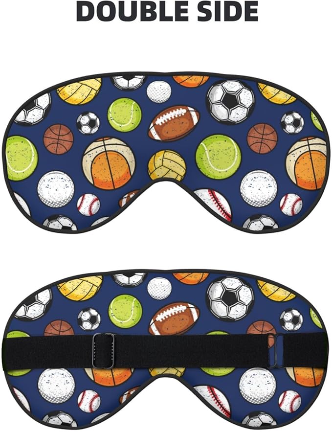 Sleep Eye Mask Retro Colorful Sport Balls Sleep Mask for Women Men Comfortable Eye Mask with Adjustable Strap Soft Eye Cover Blindfold for Travel Yoga Nap Shift Work