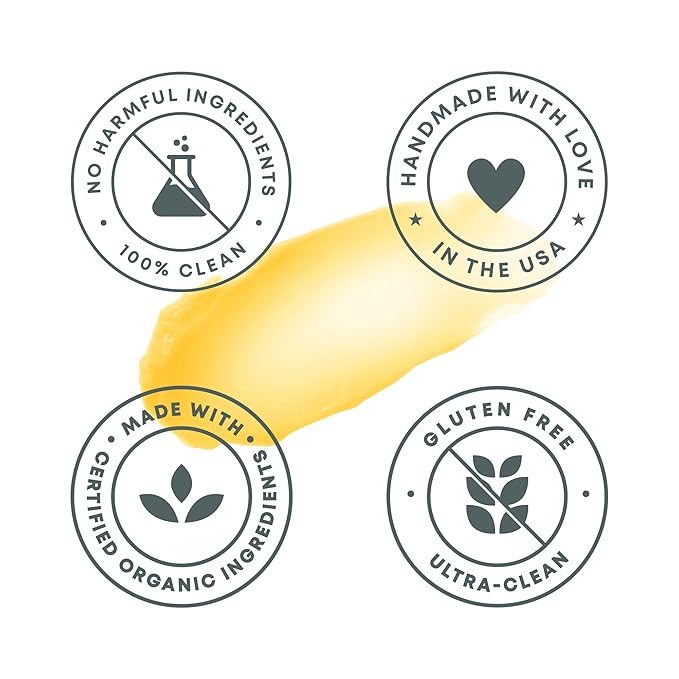 Organic Lip Balm With Coconut Oil | Handmade In the USA | Sweet Tangerine 4-Pack | Natural Lip Balm | Coconut Oil Lip Balm for Dry & Cracked Lips | Beeswax Lip Balm | 4 Lip Balm Pack