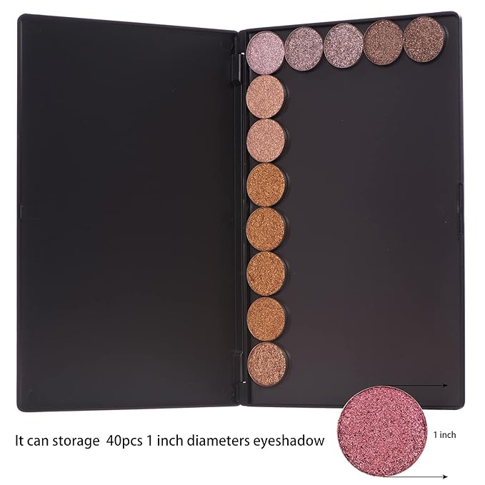Large Empty Magnetic Plastic Eyeshadow Makeup Palette with 15Pcs Adhesive Empty Palette Metal Stickers for Eyeshadow Lipstick Blush Powder