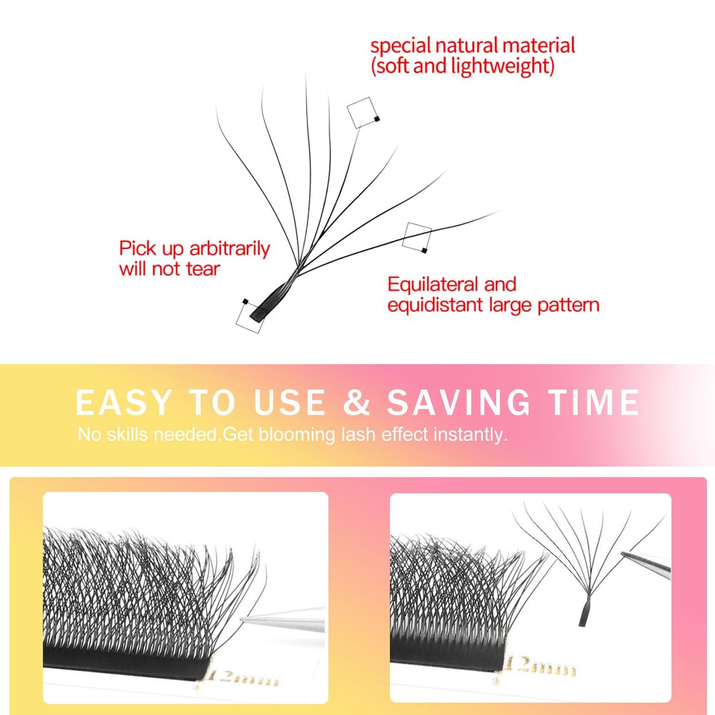 W Lash Extensions Supplies 8D Eyelash Extensions W Shape 0.07mm Thickness D Curl 13mm Premade Fans Easy Fan Lashes Volume Matte Black 12 Rows Crisscross Eye Lashes(W-8D-0.07-D,13mm)