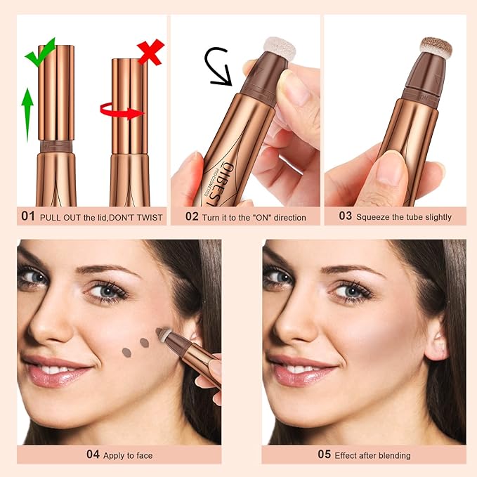 Mysense Liquid Blush Beauty Wand,Gel Cream Blush Stick with Sponge Tip,Blendable Smooth Face Shaping Blush Pen Matte Finish,Lightweight Long Lasting Face Makeup for Cheek Lip,#03 Blush Wand-Cheery Red