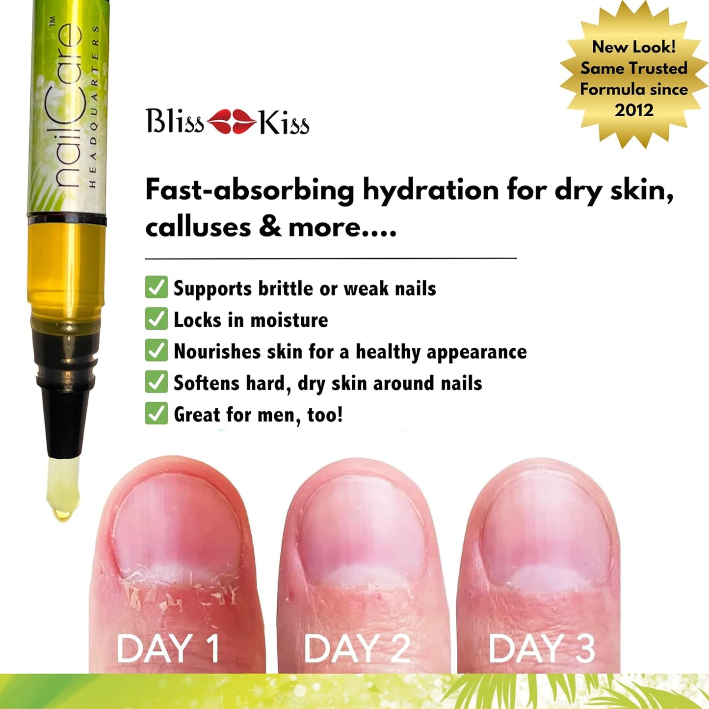 Nail Care Headquarters Simply Pure Cuticle Oil Pen for Nails - Nail Strengthener & Growth Oil and Serum for Damaged Nails, Hangnails w/Jojoba cuticle oil—Coconut Lime Verbena Fragrance