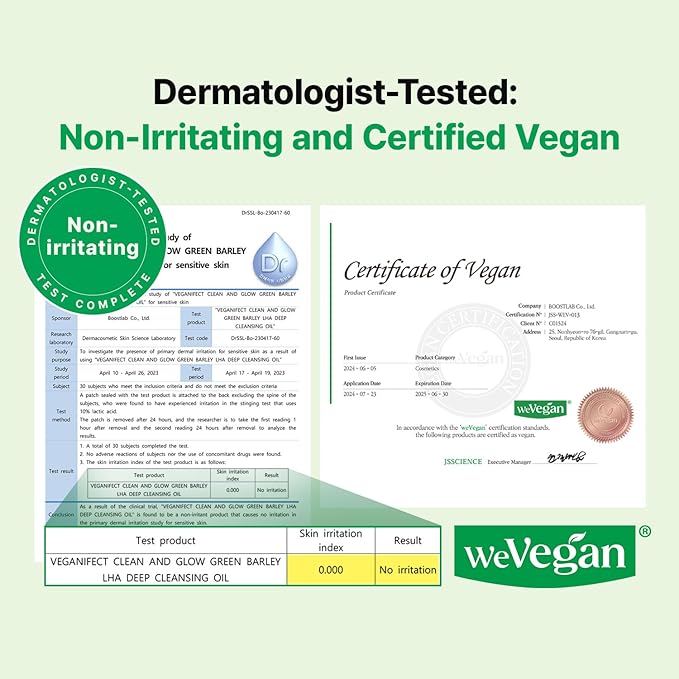 Green Barley Light Cleansing Oil, Hydrating Daily Cleanser for Sensitive Skin, Blackhead Remover, Korean Vegan Skin Care, 6.93 Fl Oz