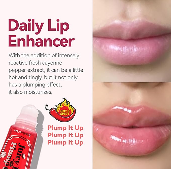 3 Colors Lifter Gloss Set, Spicy Roll On Lip Plumping Booster Lip Gloss Glossy Lipstick, Hydrating, Volumizes, Fuller Lip Glass Mirror Lip Glaze,Plump&Pout Lip Plumper for Women Girls (B)