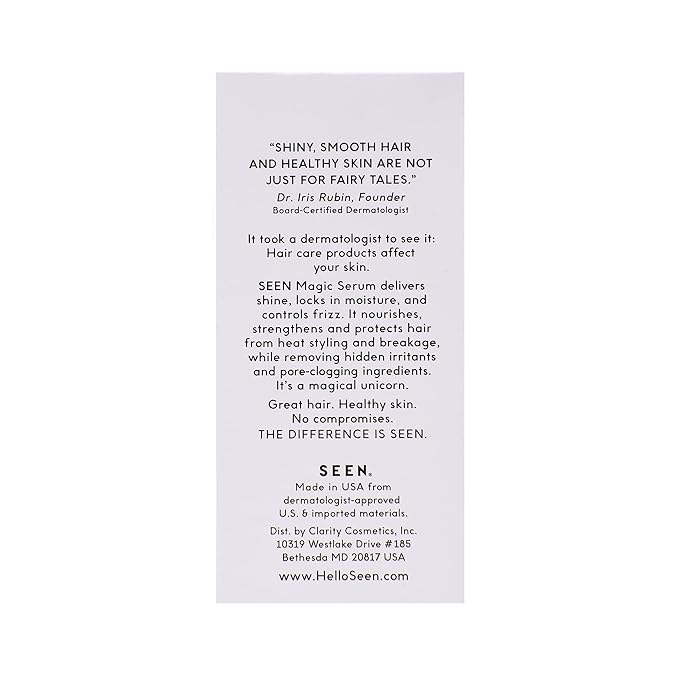 SEEN Magic Serum, Fragrance Free - Non-Comedogenic & Sulfate-Free Hair Serum- Anti Frizz- Dermatologist-Developed - Safe for Sensitive, Eczema & Acne Prone Skin