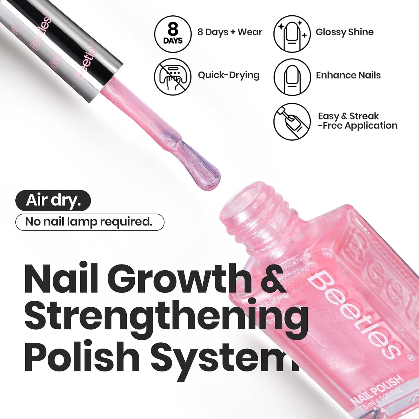 Beetles Nail Polish Set, 6 Colors Pearl Nail Polish Kit Pastel Pearl Shimmer Pink Orange Blue Green Dreamy Swirl Quick Dry Fingernail Polish Gifts for Women Salon DIY Manicure Kit