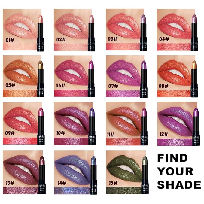 Kaely Glitter Metallic Lipstick, Shimmer Metallic Lipsticks for Women, High Pigmented Lip Color Long Lasting Waterproof Smudge Proof 24 Hour, Halloween Makeup, Vegan & Cruelty-Free, 11