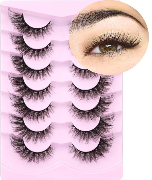 False Lashes Natural Look Faux Mink Eyelashes Wispy Fox Eye Lashes That Look Like Extensions 3D Mink Lashes Natural Strip Lashes Pack by Kiromiro
