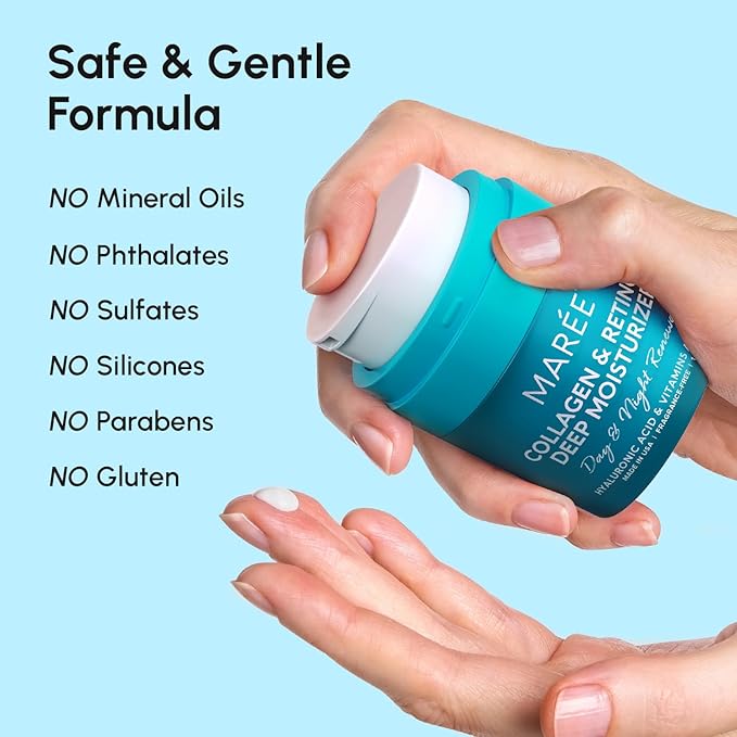 MAREE Face Moisturizer Retinol Cream for Face - Wrinkle Cream for Women - Anti Aging Face Cream - Facial Moisturizer with Collagen - Crema Hidratante Para la Cara for Skin Tightening