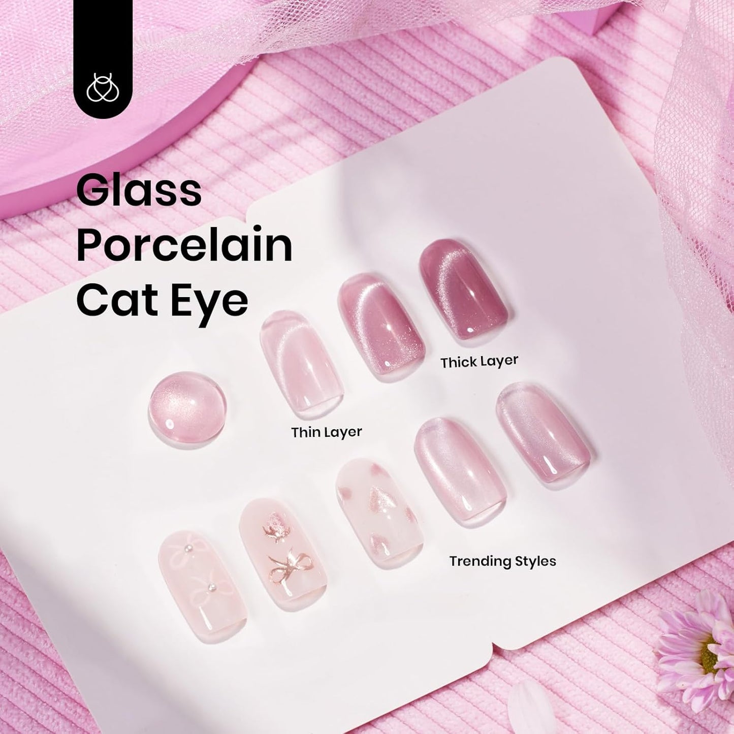 Beetles Cat Eye Gel Nail Polish, 15ML Pink Cat Eye Glitter Gel Nail Polish Holographic Pink Cat Eye Magnetic Reflective Translucent Gel Polish Nail Art DIY at Home