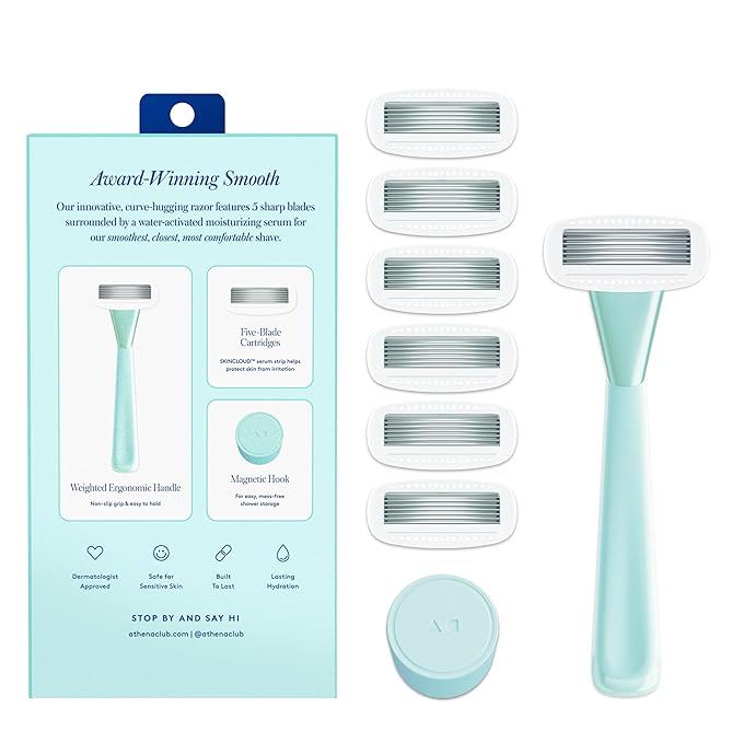 Women's Razor Shave Kit, 1 Mint Razor Handle + 6 Blade Refills