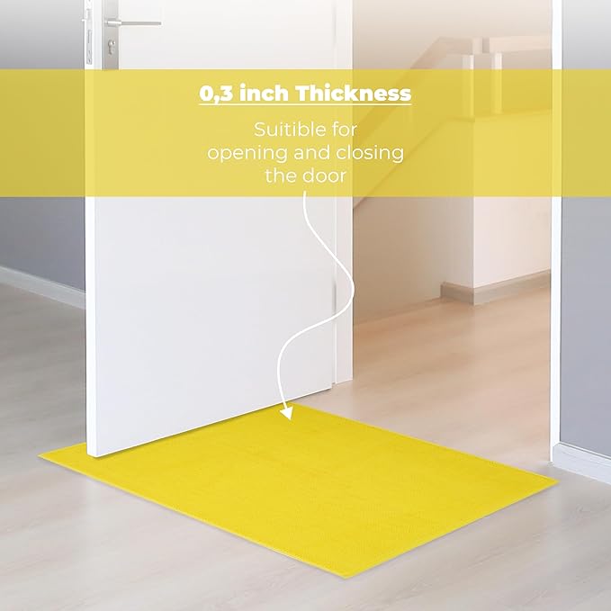 Cotton Paradise 100% Cotton Non Slip Bath Mats for Bathroom, 17x24 inch Soft Absorbent Quick Dry Machine Washable Floor Bath Mat, Yellow