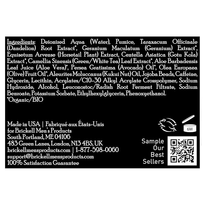 Brickell Men's Renewing Face Scrub for Men, Natural and Organic Deep Exfoliating Facial Scrub Formulated with Jojoba Beads, Coffee Extract and Pumice, 4 Ounce, Scented