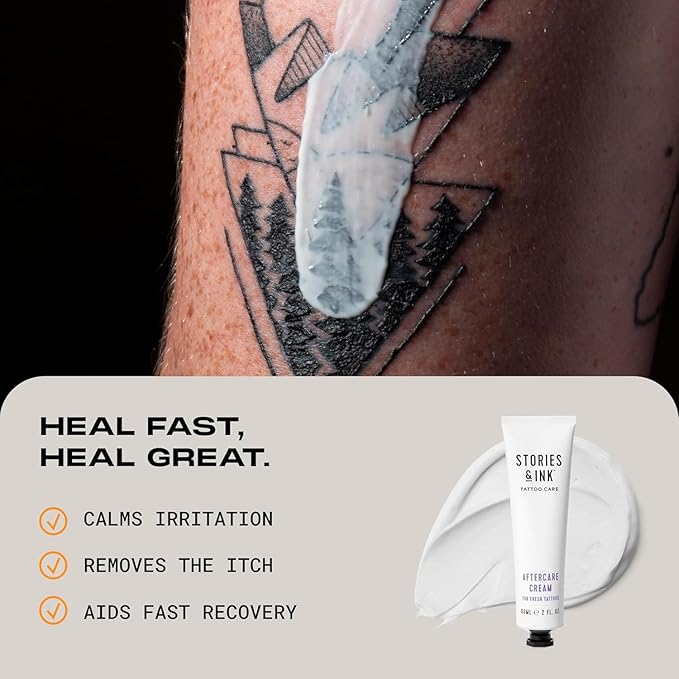 Stories & Ink Tattoo Care | AFTERCARE DUO REGIMEN | Healing Routine for Fresh Tattoos (Aftercare Cream + Aftercare Foam Cleanser), Soothes & Repairs Fresh Tattoos, Fragrance-free