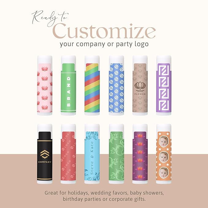 Lip Balm Bulk Unlabeled - Made in USA Bulk Chapstick - Natural Ingredients Vitamin E Shea Butter - Custom Chapstick Bulk For Party & Wedding Favors (50 Count, Vanilla)