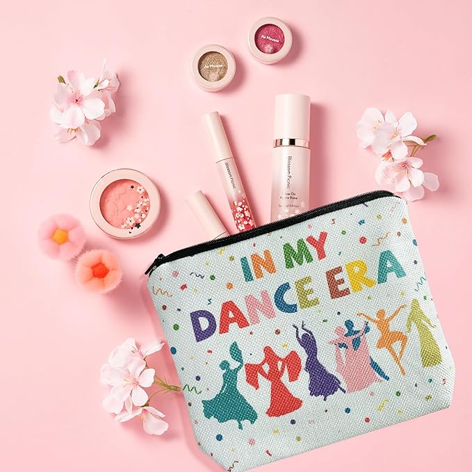 My Dance Era Canvas Zipper Cosmetic Bag, Small Makeup Bag for Women, Friends, Daughter, Sister for Dancers, Dancer Birthday Gifts for Girls (Blue)