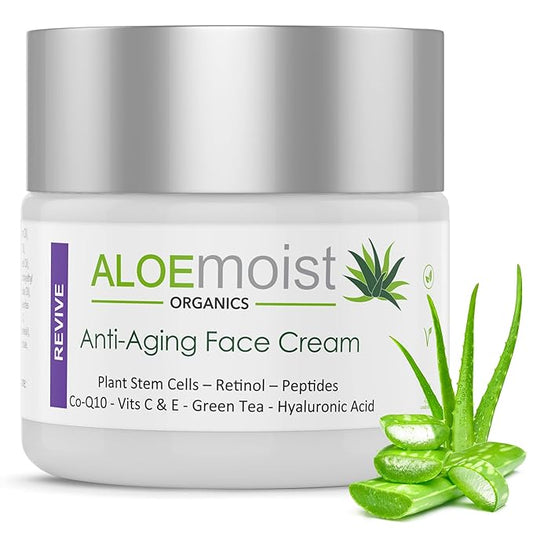 Advanced Retinol Cream for Face: Aloemoist Revive Anti Aging Face Cream for Women & Men Topical Retinoid Wrinkle Repair Day/Night Moisturizer, Organic Retinol Facial Moisturizer for Aging Skin,2 Pack