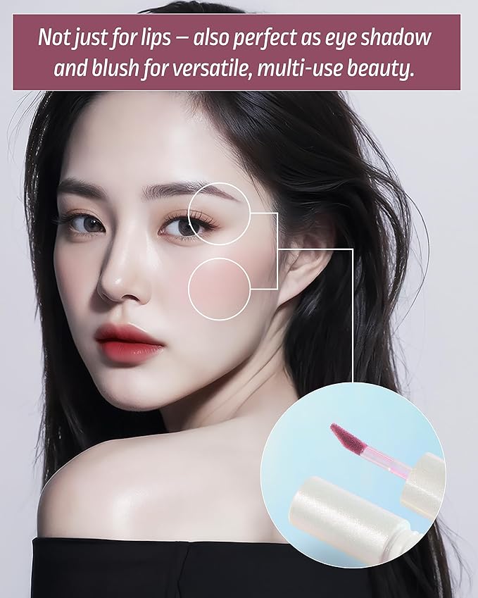 HEVVYMAKEUP Blurring Effect Lip Tint - Airy Velvet Matte Lips - Vegan, Longwear, Vibrant, Buildable Creamy Soft Texture - Korean Lip Makeup, Peach Please, 0.13 fl.oz.