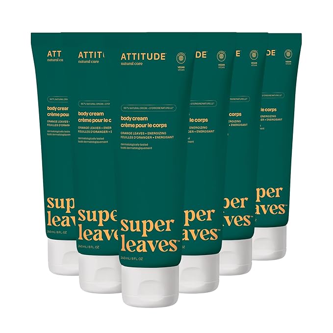 ATTITUDE Body Cream, Moisturizer for Dry Skin, EWG Verified, Vegan & Dermatologist-Tested, Deep Hydration, Orange Blossom & Eucalyptus Scent, 8 Fl Oz (Pack of 6)