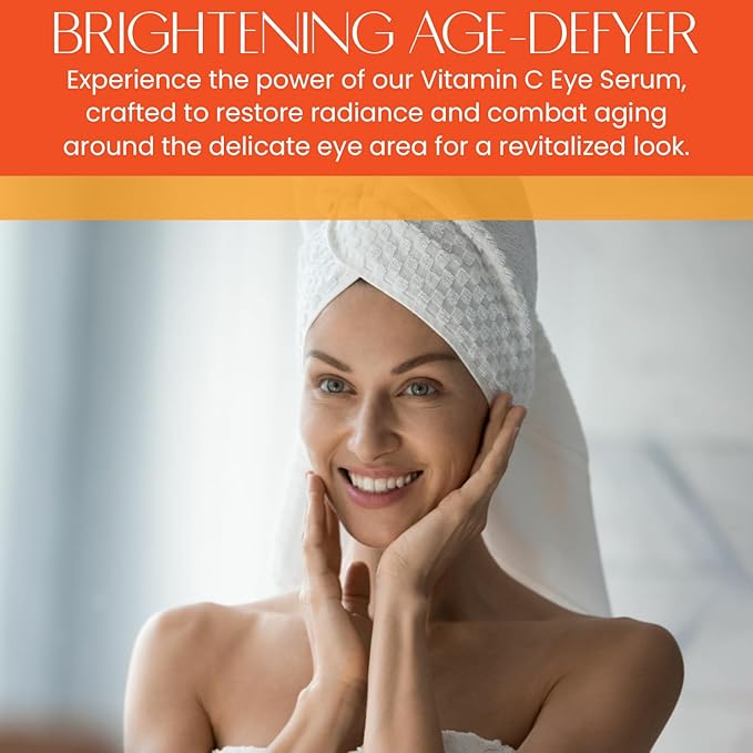 Vitamin C Under Eye Serum - Anti-Aging, Reduces Puffiness, Dark Circles & Wrinkles, Hydrating - Dermatologist Tested, Korean Skin Care - 1 oz / 30 ml