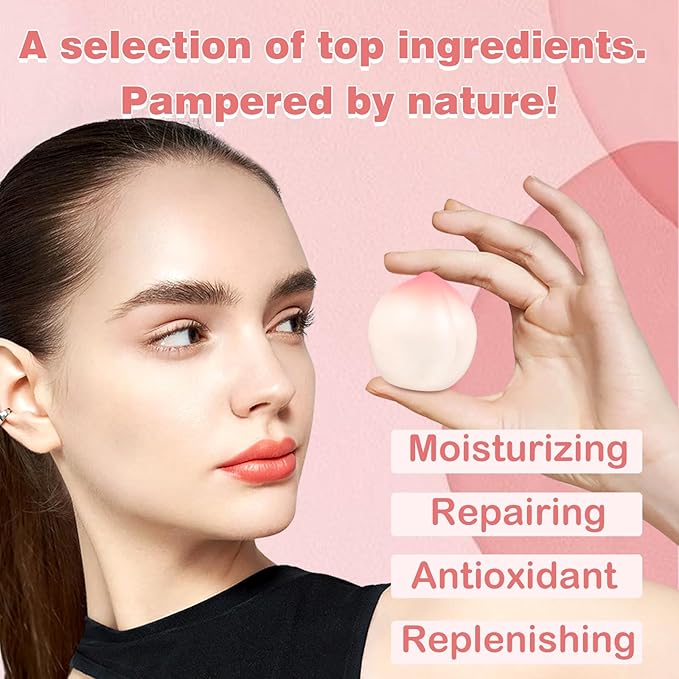 KISSIO Lip Balm,Peach Lip Balm,Lip Care with Sunflower,Olive and Coconut oils,Moisturize and Soothe Dry Chapped Lips,Make Lips Soft,Cruelty Free,0.12 oz(01#Peach)