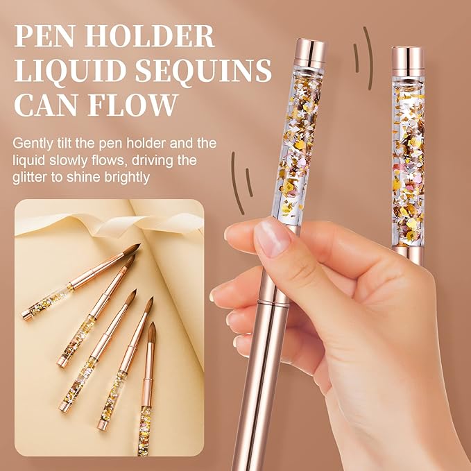 Acrylic Nail Brush Size 6,KEMEISI 100% Pure Kolinsky Nail Art Brushes Sturdy Handle Oval Shaped Acrylic Powder Nail Design Tools for Professional Manicure DIY Home Salon (Gold)