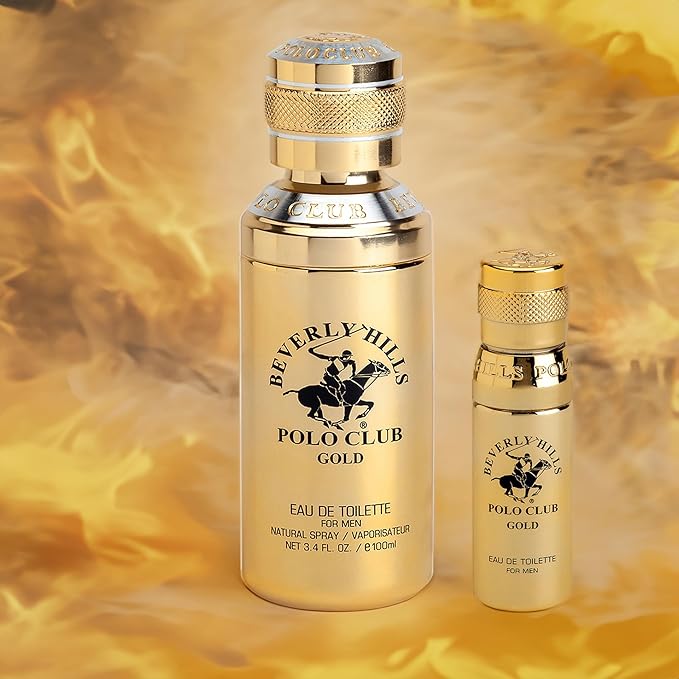Beverly Hills Polo Club Cologne for Men Bonus Pack Designer Eau De Toilettes 3.4oz + 0.5oz 2 count (Gold)