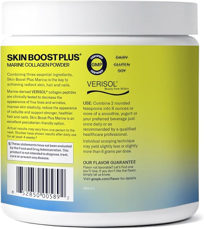 Sparkle Wellness Marine Skin Boost Plus (No Flavor) [30-Serves] | Collagen Powder Supplement with Marine-derived VERISOL Bioactive Hydrolyzed Collagen Peptides, Vitamin C & Hyaluronic Acid