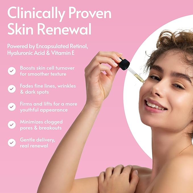 Sylk Retinol Serum for Face with Hyaluronic Acid & Vitamin E & A - Anti Aging, Fine Lines, Wrinkles, Resurfacing, Acne Scars, Skin Brightening, Dark Spots - Microneedling Retinoids for Face - 2 fl oz