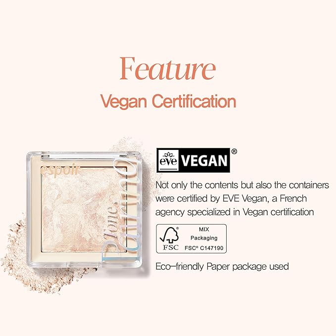 Espoir Tone Pairing Highlighter #Seashell │0.33 oz. (9.6 g)│Subtle Glitters for Daily make up │ 3 color Shades Going Well with Various Skin Tones │Sheering Makeup │ Korean Beauty Costmetics