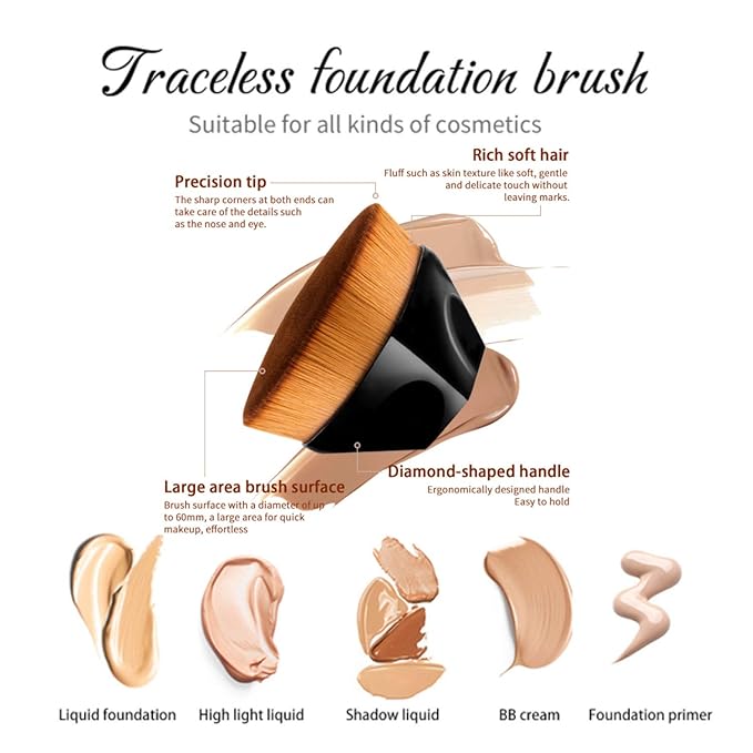 2 Pcs Phoera Foundation Makeup 102 and 104 Liquid Full Coverage 24HR Matte Oil Control Foundation Makeup Concealer (Nude & Buff Beige) with Kabuki Foundation Brush Flat Top