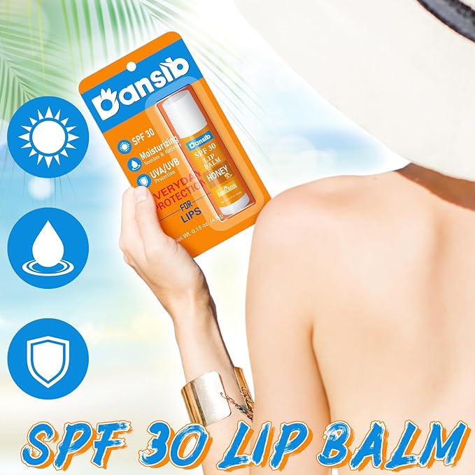 5 Pcs Sunscreen Lip Balms Bulk SPF 30 Lip Balms Stick with Sunscreen Employee Staff Appreciation Gifts Bulk Team Coworkers Christmas Party Gifts for Outdoor Travel Beach
