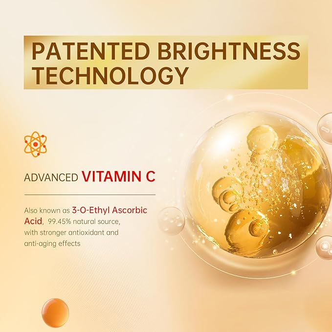 Vitamin C Face Serum with Vitamin C, Hyaluronic Acid, Vitamin E, Serum for Dullness, Balanced Complexion, Eye Area, Fine Lines & Wrinkles, 60ml/2.02oz