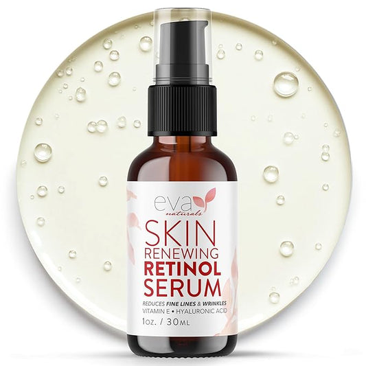 Retinol Serum for Face with Hyaluronic Acid & Vitamin E - For Anti-Aging, Fine Lines, Wrinkles, Resurfacing, Acne Marks and Scars, Skin Brightening, Dark Spot Correction Night Serum - 1oz