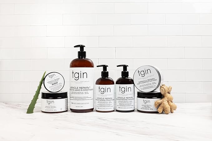 Thank God It's Natural tgin Miracle RepaiRx Protective Leave In Conditioner for Curly, Coily, Wavy Hair includes Biotin, Black Castor Oil, Repairs, Restores Damaged, Color-Treated Hair, 13 oz